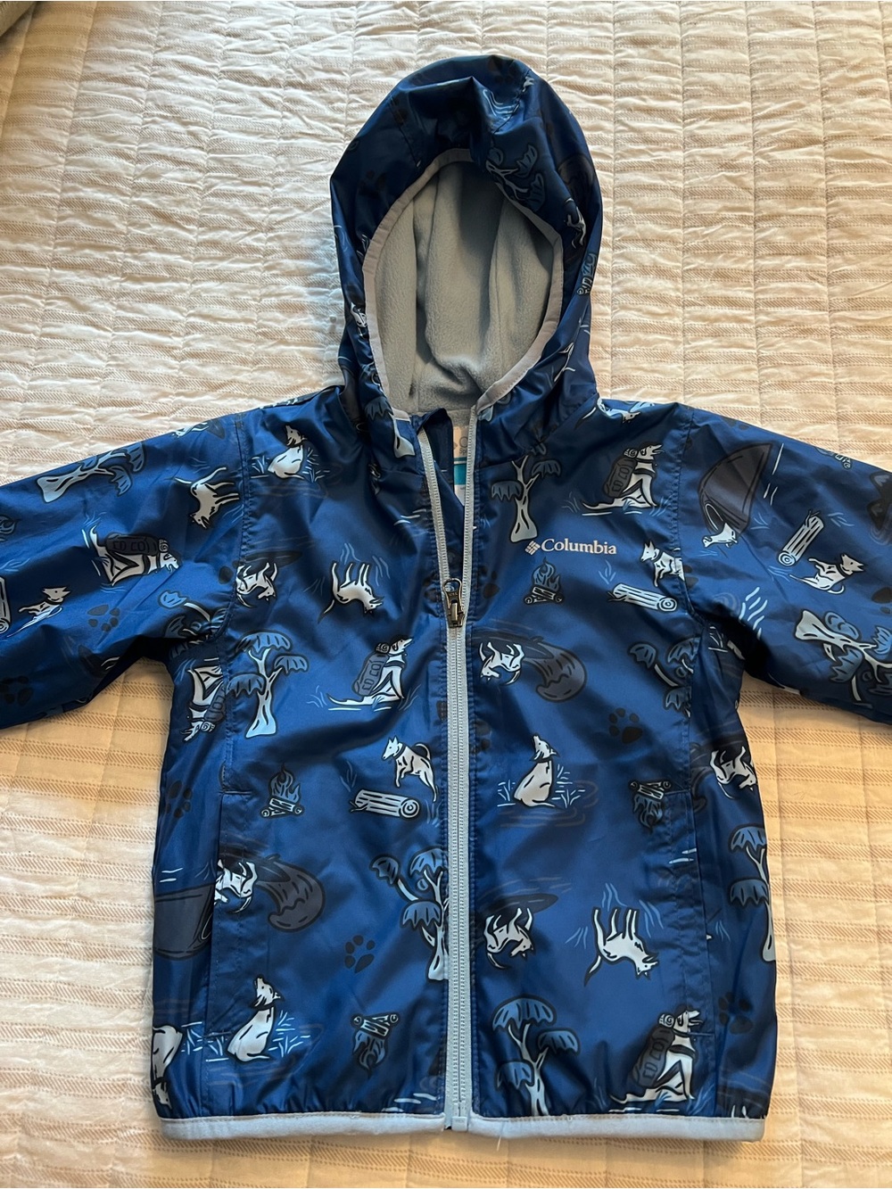Columbia Navy Blue Kids' Hooded Jacket with Dog Print